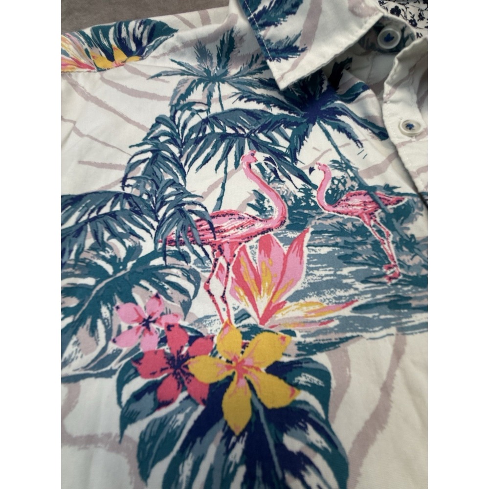 Denim & Flower Men's XL Shirt Slim Fit Flamingo Tropical Hawaiian Button Up - Picture 8 of 10